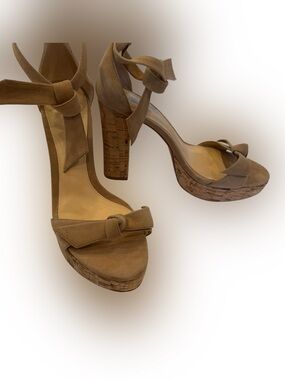 Alexandre Birman Mabeleh Sandals Tan Suede Cork Ankle Tie EUC Sz 7.5 EU 37.5 EUC